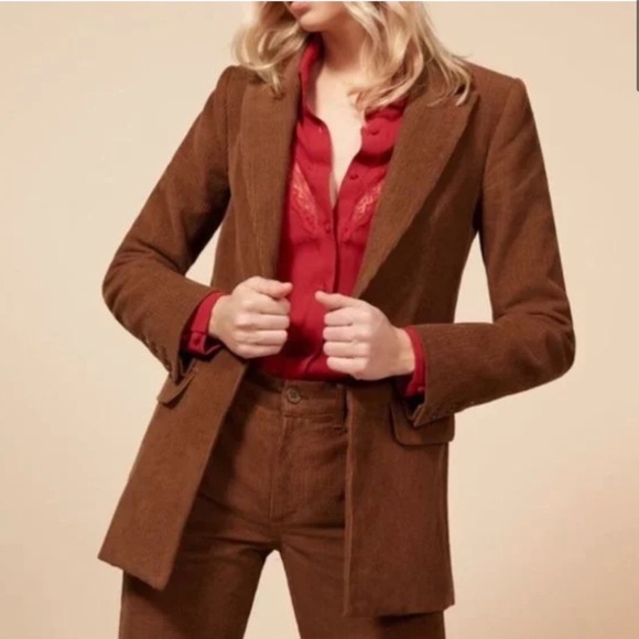 Reformation) Brown Sampson Corduroy Blazer Suit Jacket - Picture 1 of 16